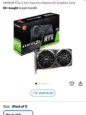 MSI Ventus 2X GeForce RTX 3060 Black & Silver Dual-Fan Graphics Card